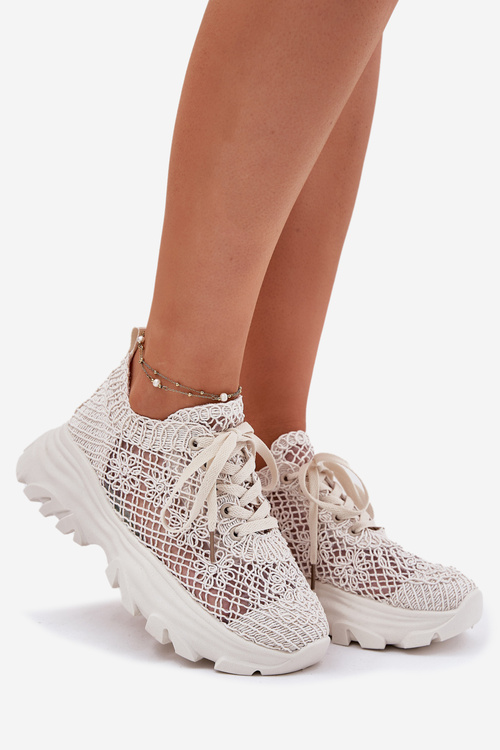 Жіночі Кросівки З В'язаним Верхом Бежеві Jelhiris