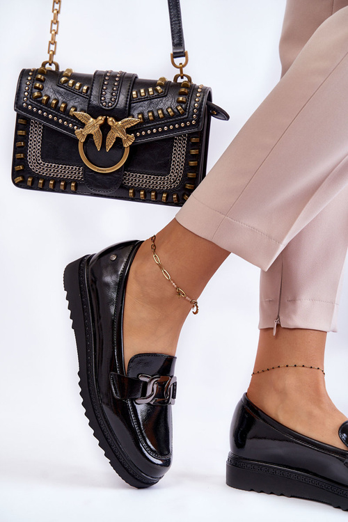 Лаковані мокасини на платформі чорного кольору Abisso