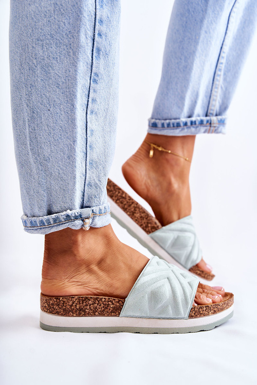 Жіночі замшеві тапочки на масивній платформі Green Heritta