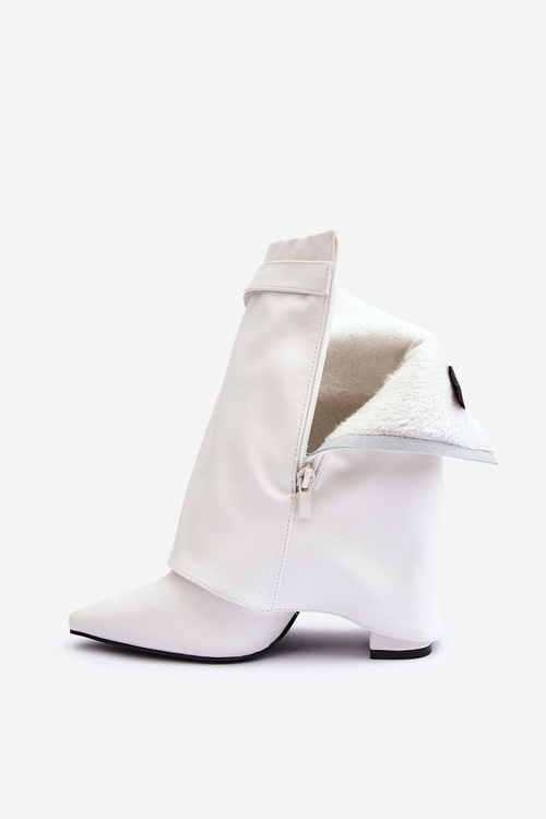 Шкіряні чоботи на підборах Білі Chevie