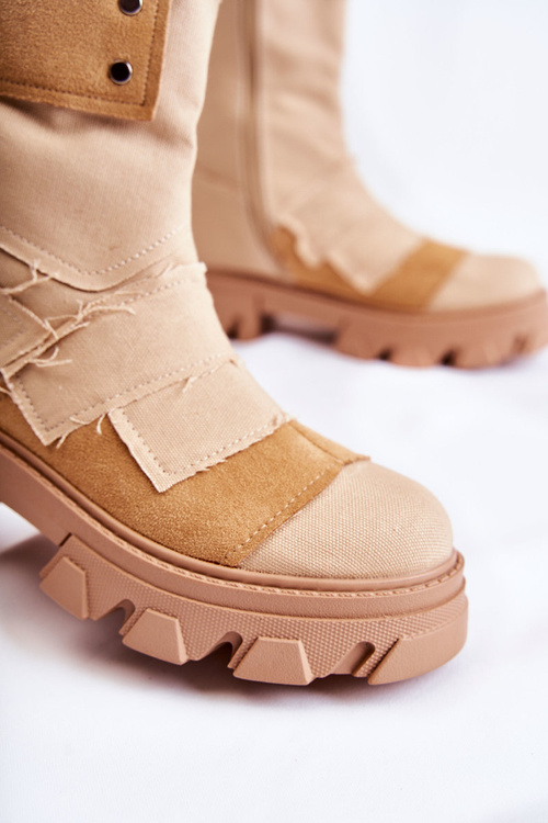 Високі робочі ботфорти на блискавці Темно-бежевий Nerisa