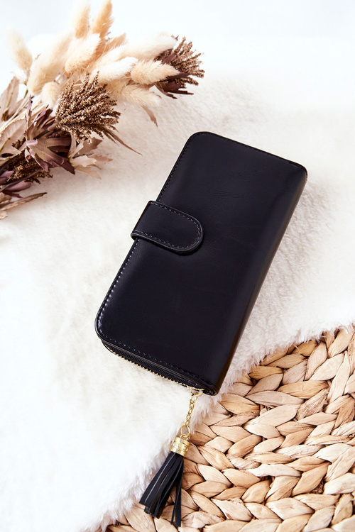 Великий жіночий гаманець з додатковими гаманцями чорного кольору