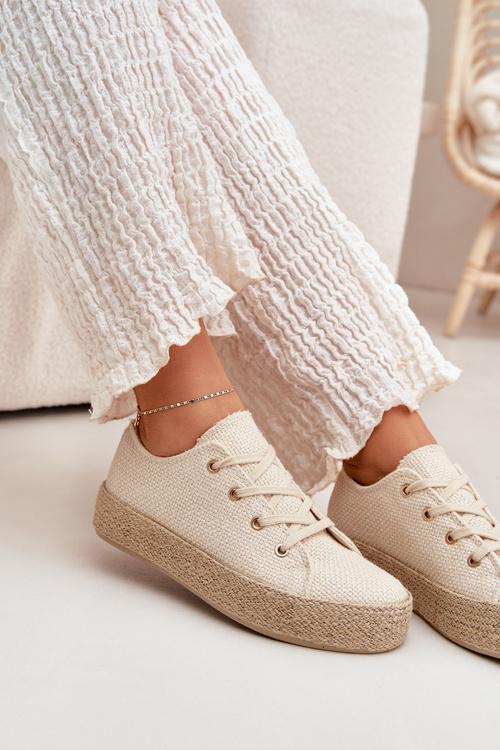 Жіночі Кросівки На Платформі З Плетінням Бежеві Princa
