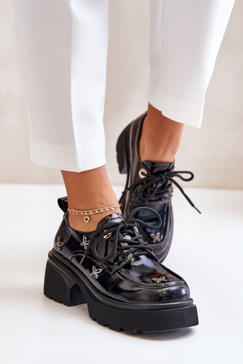 Туфлі жіночі лаковані з декором Натуральна шкіра Artiker 55C1011 Чорні