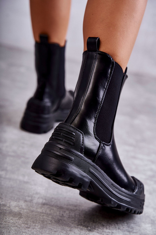 Класичні високі робочі черевики Black Bassti