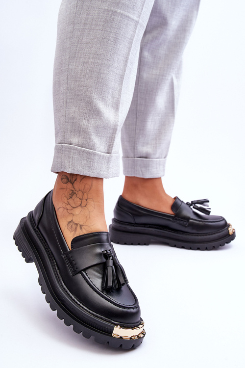 Класичні замшеві лофери з прикрасами чорного кольору Монаро