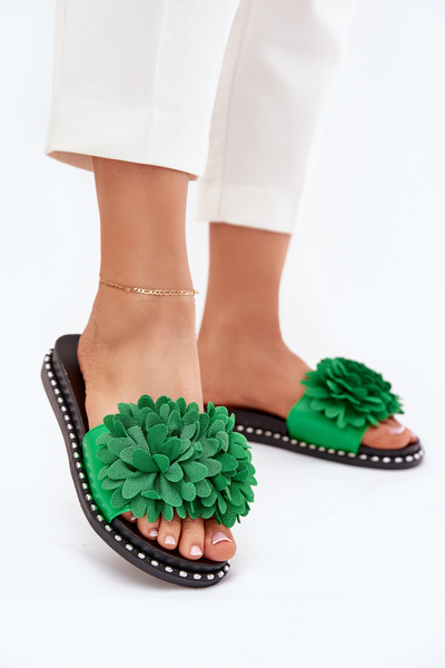 Жіночі шлепанці, прикрашені квітами зелені Cellanen