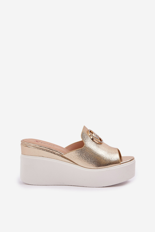 Сандалі На Платформі І На Каблуку З Декорацією Золоті Nanessia