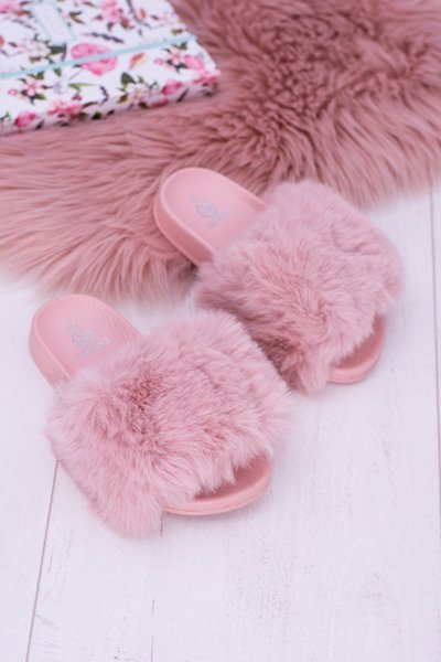 Дитячі рожеві хутряні шльопанці Lu Boo XXL Poli