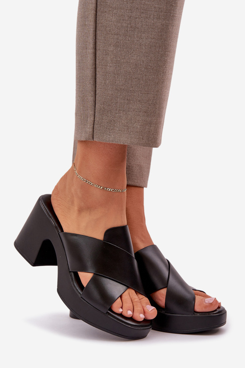 Легкі Чоботи На Підборах З Екологічної Шкіри Чорні Kacaria