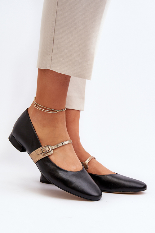 Жіночі шкіряні балетки Laura Messi 2774 чорні