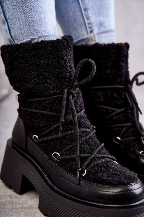 Жіночі снігові черевики на овчині Black Sanna