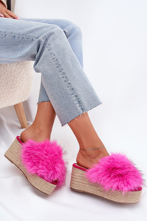 Жіночі Сабо На Каблуку З Пухом І Плетінням Фуксія Вірела