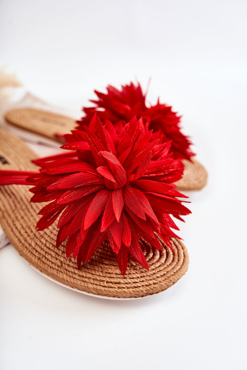 Жіночі шльопанці з тканинним орнаментом Червоні Eviana