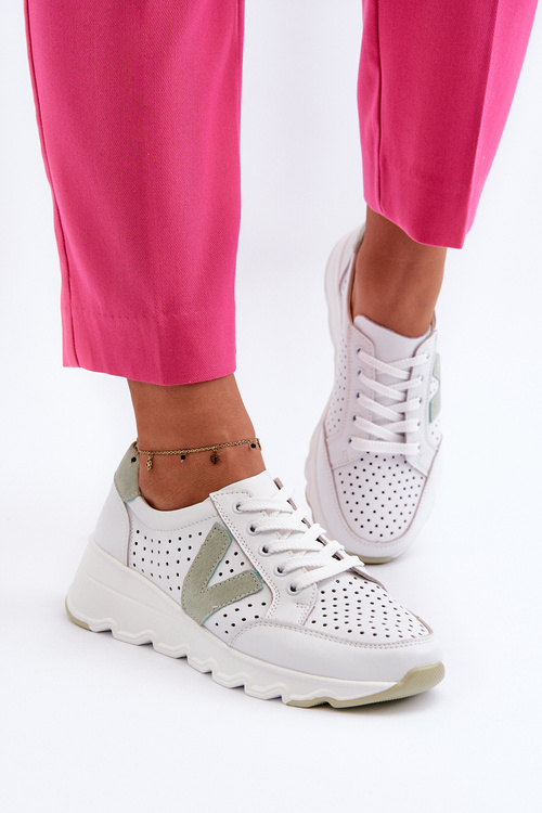 Жіноче шкіряне легке спортивне взуття бежеві Eleonori