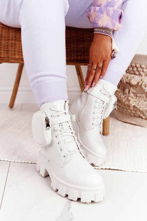 Чоботи жіночі на платформі з портмоне Біла субота
