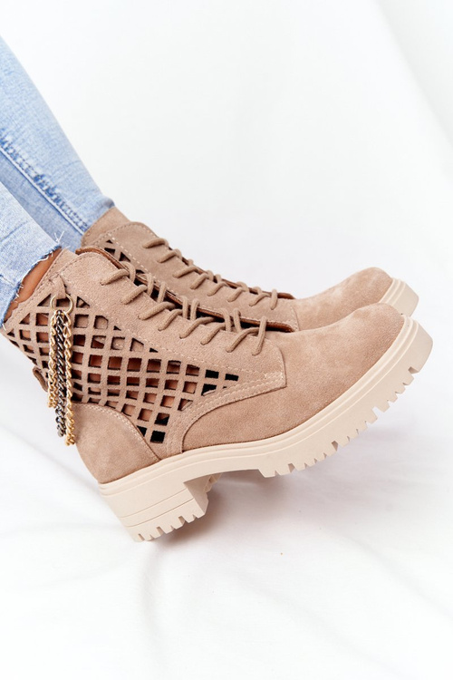 Ажурні замшеві черевики Lewski Shoes 3030-0 Пісок