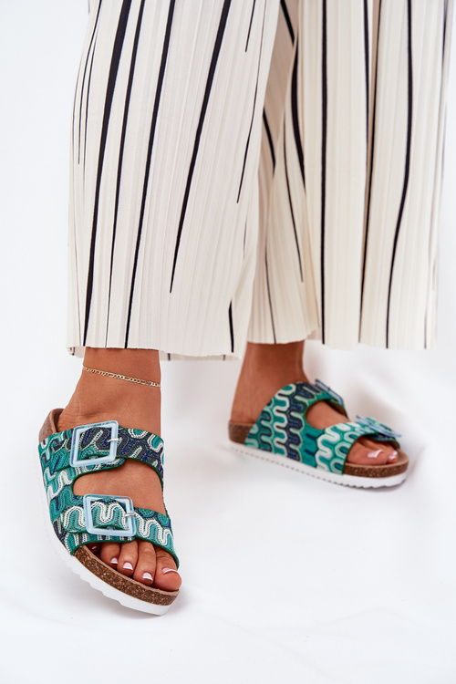 Жіночі Сандалі З Пряжками Та Блискітками S.Barski RB51-006 Зелені