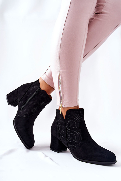 Замшеві чоботи на підборах Black Elisea