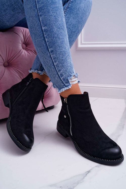 Чоботи жіночі на підборах чорні Barski 98-20