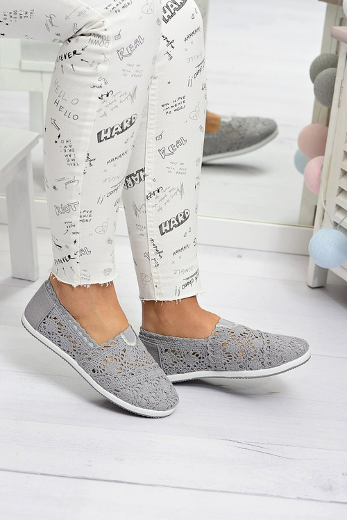 Мереживні сірі жіночі балетки Little Sugar