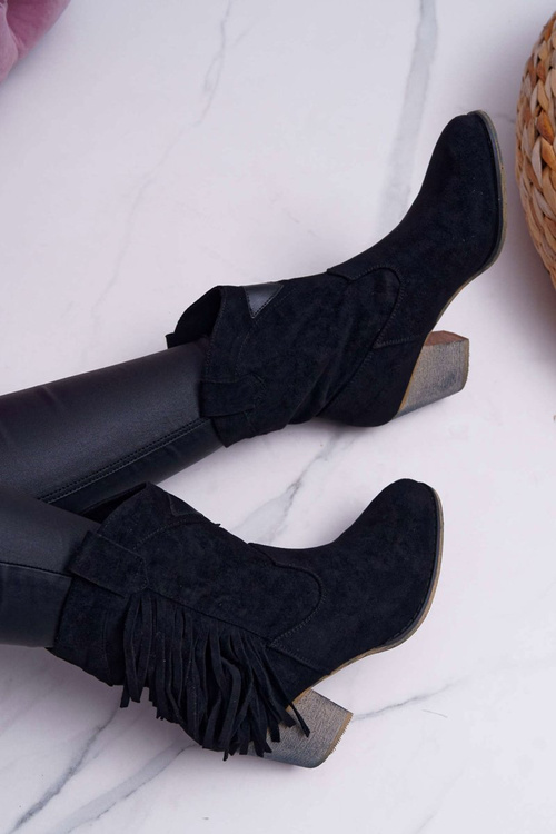 Жіночі ковбойські чоботи з пряжкою чорного кольору Marciapo