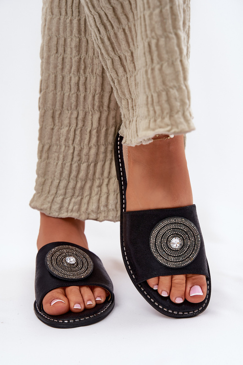 Жіночі Плоскі Сандалі З Декором S.Barski KV51-013 Чорні