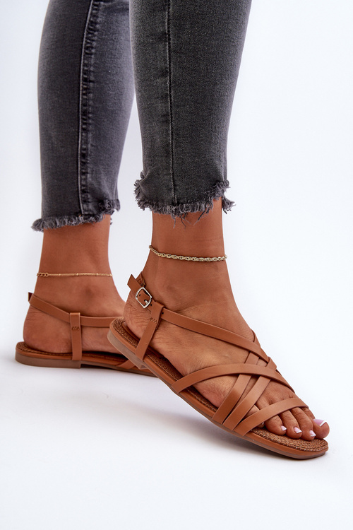 Жіночі сандалі на плоскій підошві Big Star NN274013 Camel