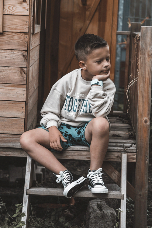 Дитячі шкіряні високі кросівки Marney чорно-білі