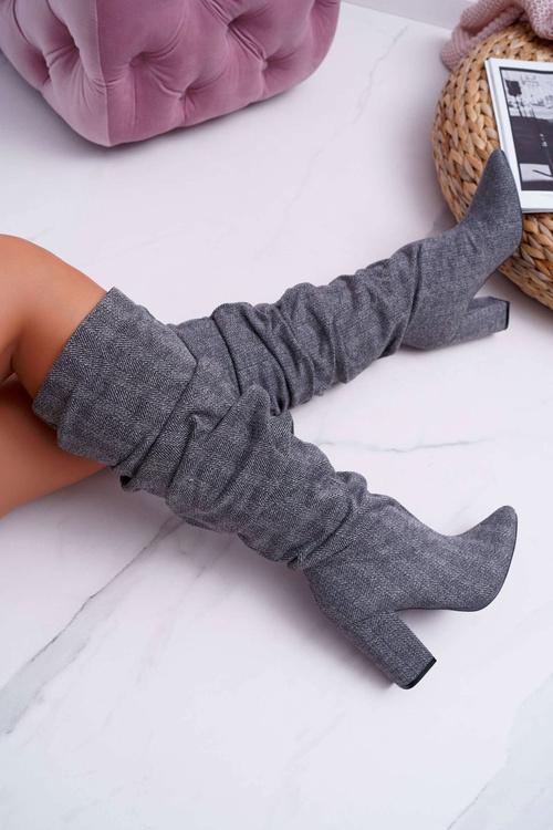 Жіночі чоботи на шпильці сірі Термен