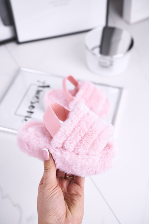 Дитячі гірки з бантом і хутром рожеві Fluffy