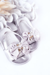 Дитячі гумові шльопанці з бантом, срібні Senari