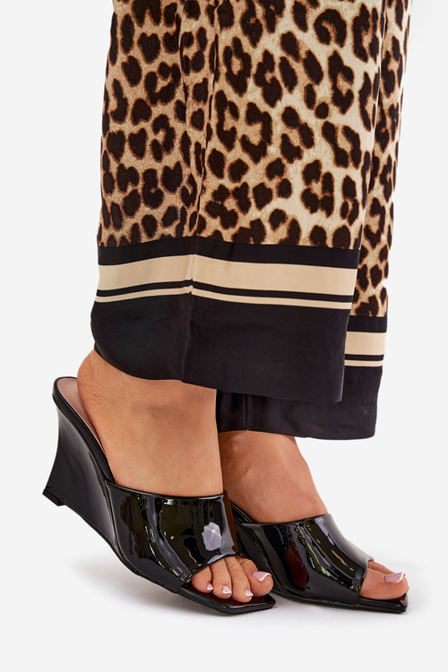 Лаковані Жіночі Чоботи На Танкетці Чорні Nelithin