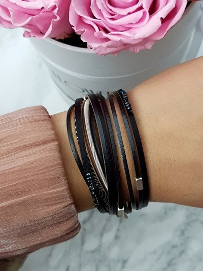 Жіночий рядний браслет широкий чорний Michiko Crystals