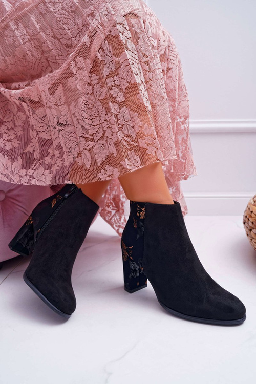 Жіночі чоботи на шпильці Sergio Leone у золоті квіти Folk Black Eros2