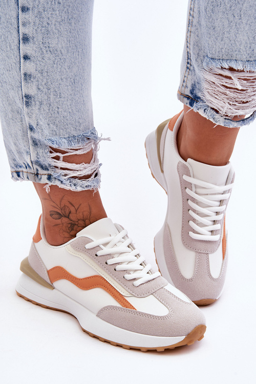 Жіночі шкіряні кросівки Somerio біло-помаранчеві