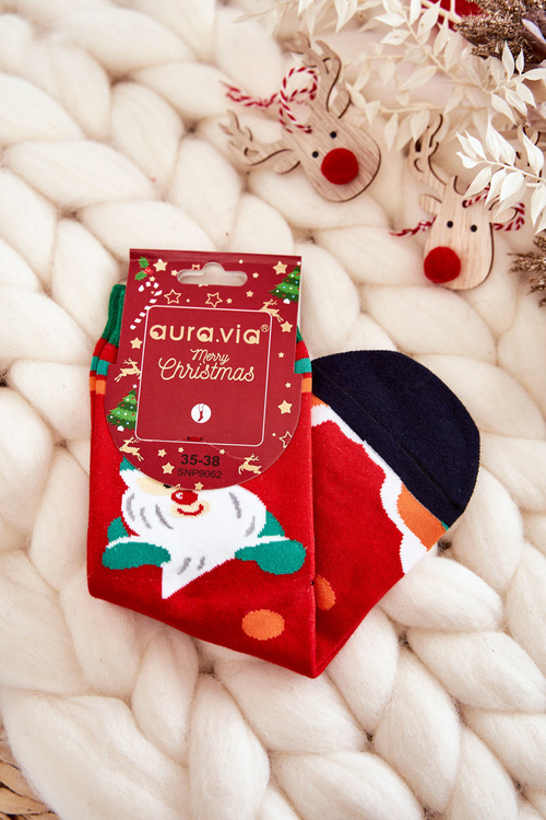 Жіночі шкарпетки з різдвяним малюнком Санта Клаус червоні