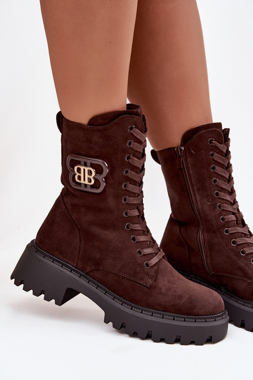 Жіночі черевики Wokrery з декоративним елементом ізольовані шоколадні Kalindra