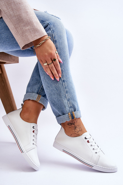 Жіночі білі шкіряні кросівки S.Barski LR268R