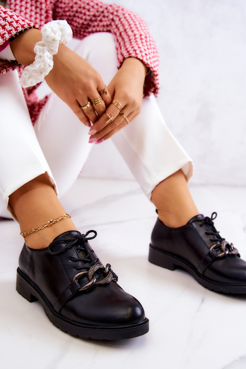 Шкіряні туфлі на перев'язці з орнаментом Black Larosa