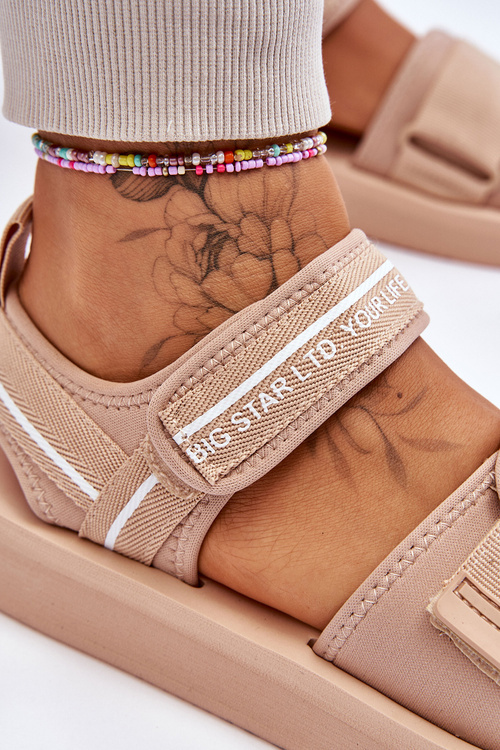 Жіночі босоніжки на липучці Big Star LL274787 Бежеві