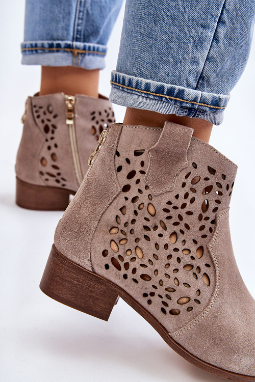 Чоботи жіночі ажурні Lewski Shoes 2909 Світло-коричневі