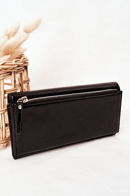 Великий жіночий гаманець з магнітом чорний