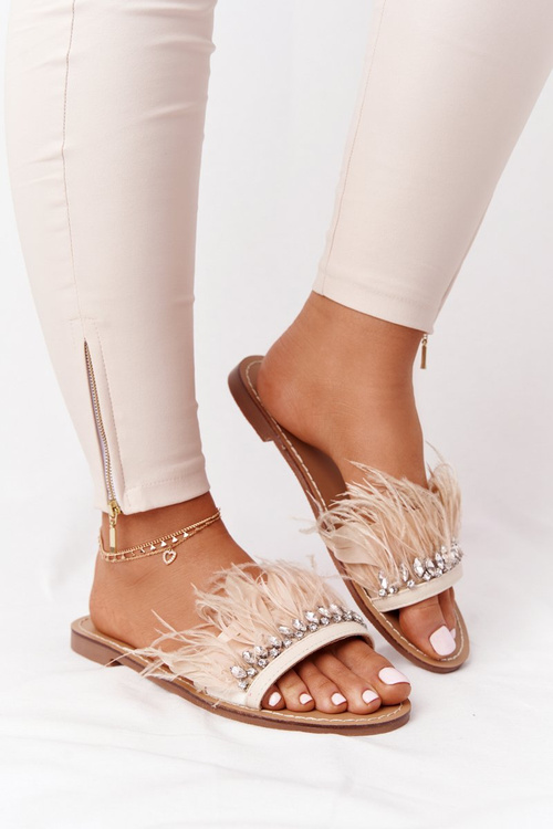 Тапочки з пір'ям Lu Boo Beige