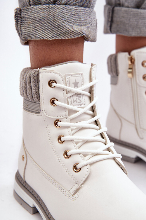 Жіночі шкіряні зимові черевики з підкладкою білого кольору Katalis