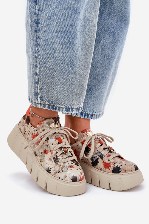 Шкіряні Кросівки На Платформі Maciejka 06891-18 Бежеві