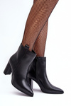 Жіночі шкіряні чоботи на каблуці Чорні Vevine