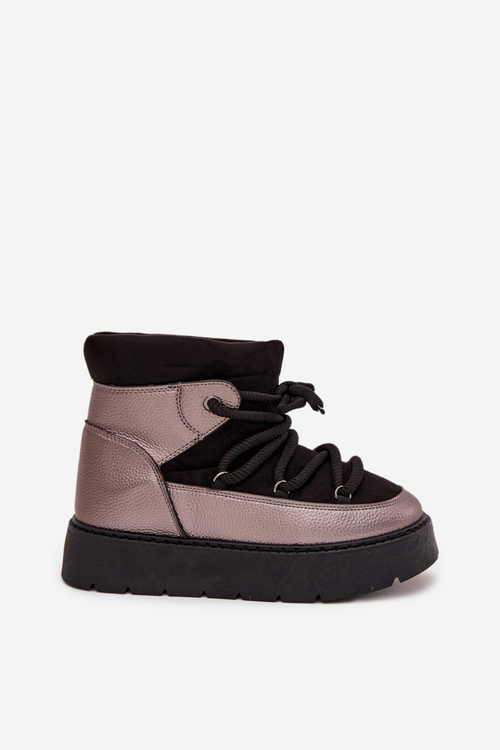 Низькі Жіночі Снігоступи Теплі З Вовною З Товстими Шнурками Чорні Xarina