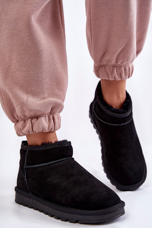 Жіночі замшеві низькі зимові черевики Black Shelie