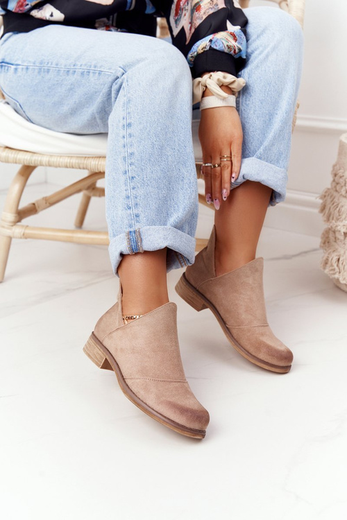 Чоботи жіночі з вирізами Хілларі бежеві